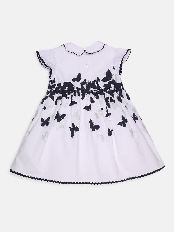 Girls White Butterfly Print Dress image number null